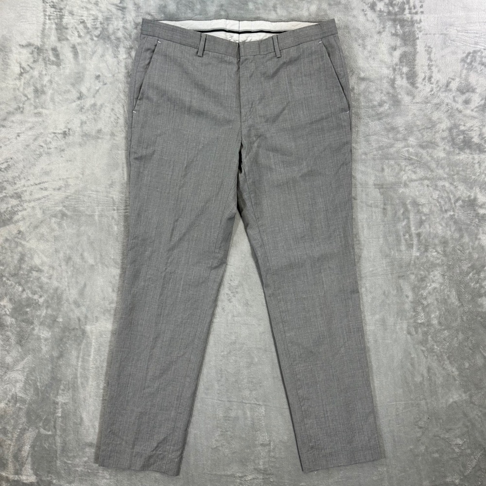 Boss Hugo Boss Flat Dress Pants Men's Size 36x32 Gray Wool‎ Trousers